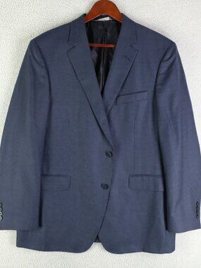 Samuelsohn Blazer Mens 44R Blue Houndstooth Two Button Double Vented Wool